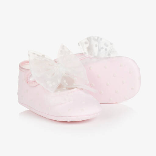 Monnalisa-Baby Girls Pink Tulle Pre-Walker Shoes | Childrensalon