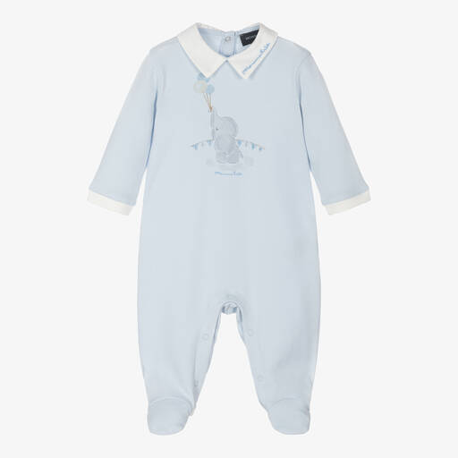 Monnalisa-Boys Blue Cotton Disney Babygrow | Childrensalon