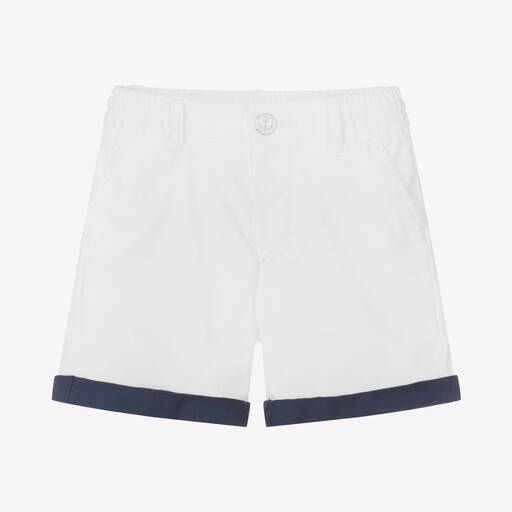 Monnalisa-Boys White Cotton Twill Shorts | Childrensalon