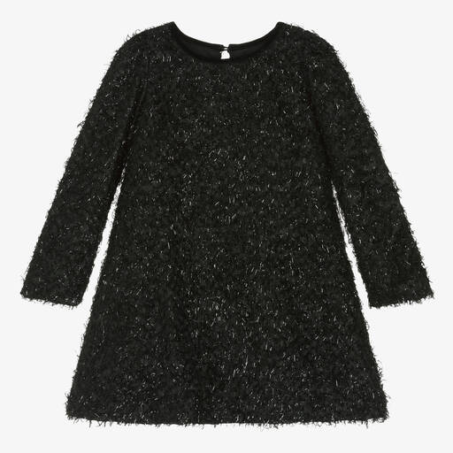 Monnalisa Chic-Черное платье из люрекса с бахромой  | Childrensalon