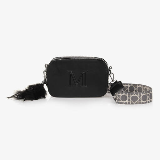 Monnalisa-Girls Black Studded Faux Leather Bag (20cm) | Childrensalon