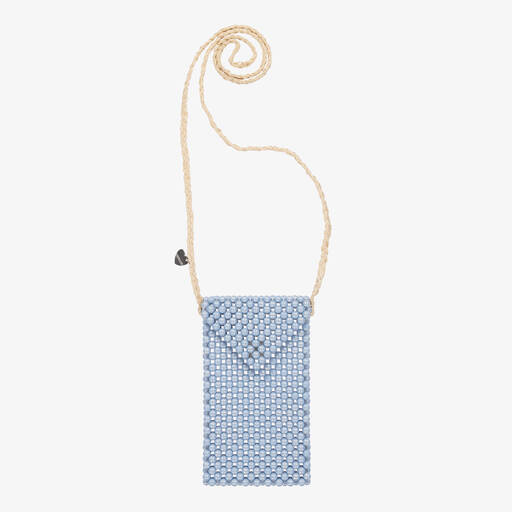 Monnalisa-Girls Blue Faux Pearl Bag (19cm) | Childrensalon