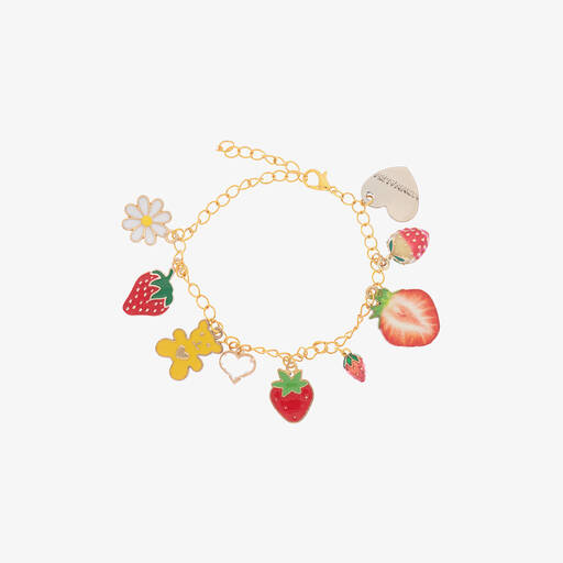 Monnalisa-Girls Gold Strawberry Charm Bracelet | Childrensalon
