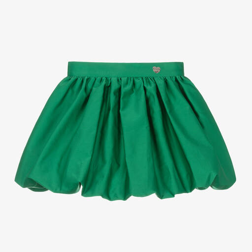 Monnalisa-Girls Green Taffeta Bubble Hem Skirt | Childrensalon