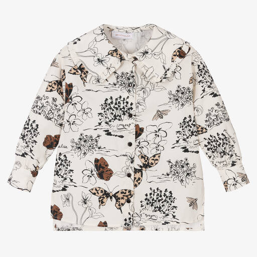 Monnalisa-Кремовая блузка с бабочками | Childrensalon