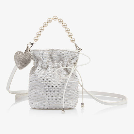 Monnalisa Couture-Girls Ivory Diamanté Handbag (18cm) | Childrensalon