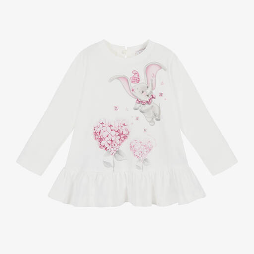Monnalisa-Girls Ivory Disney Cotton Tunic Top | Childrensalon