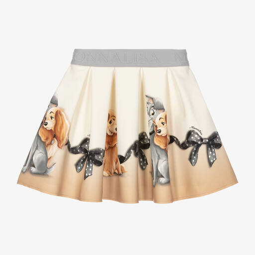 Monnalisa-Кремовая юбка Disney из неопрена для девочек | Childrensalon
