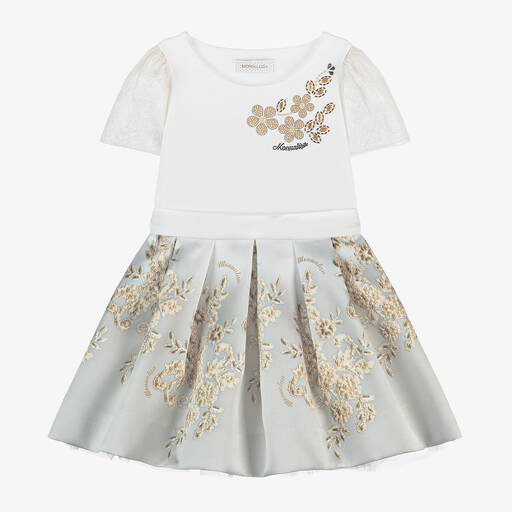 Monnalisa-Girls Ivory & Gold Floral Skirt Set | Childrensalon