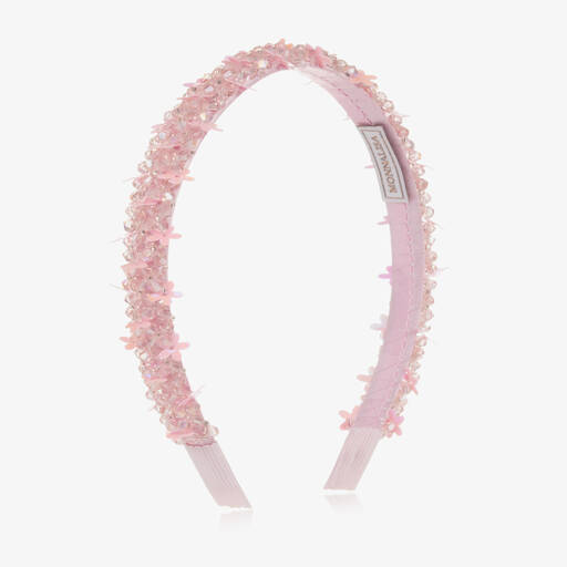 Monnalisa-Girls Pale Pink Jewelled Hairband | Childrensalon