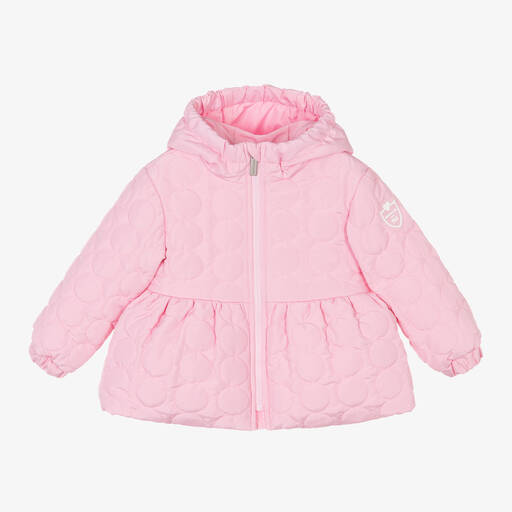 Monnalisa-Girls Pale Pink Quilted Jacket | Childrensalon