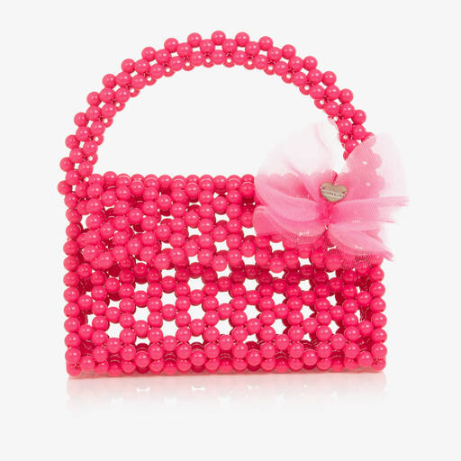 Monnalisa-Girls Pink Beaded Handbag (19cm) | Childrensalon