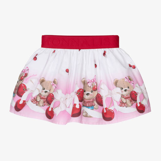 Monnalisa-Girls Pink Cotton Bear Skirt | Childrensalon