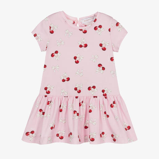 Monnalisa-Girls Pink Cotton Cherry Dress | Childrensalon
