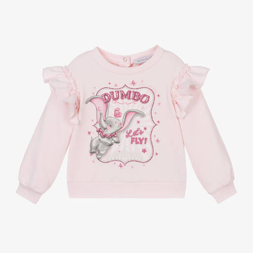 Monnalisa-Girls Pink Cotton Disney Sweatshirt | Childrensalon
