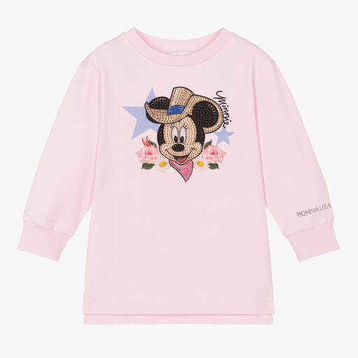 Monnalisa-Girls Pink Cotton Disney Sweatshirt Dress | Childrensalon