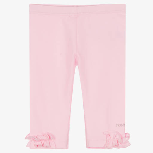 Monnalisa-Girls Pink Cotton Ruffle Leggings | Childrensalon