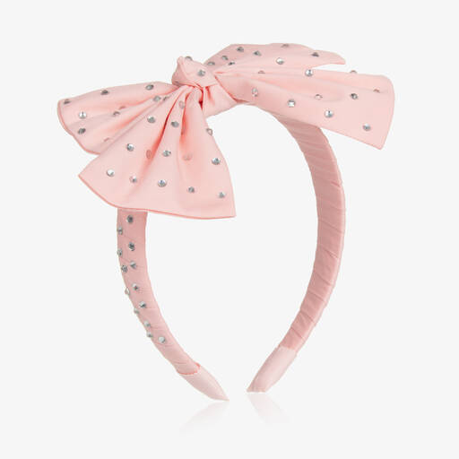 Monnalisa-Girls Pink Diamanté Hairband | Childrensalon