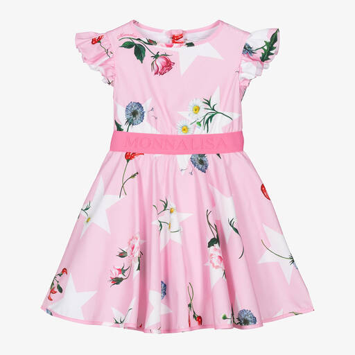 Monnalisa-Розовое хлопковое платье с цветами для девочек | Childrensalon