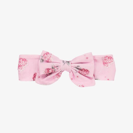 Monnalisa-Girls Pink Floral Cotton Headband | Childrensalon