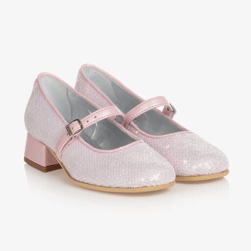 Monnalisa-Girls Pink Heeled Ballerina Shoes | Childrensalon