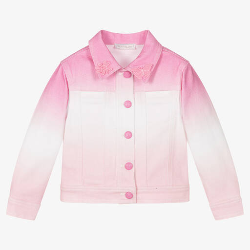 Monnalisa-Girls Pink Ombré Denim Jacket | Childrensalon
