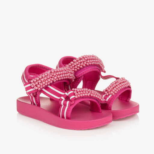 Monnalisa-Girls Pink Pearl Sandals | Childrensalon