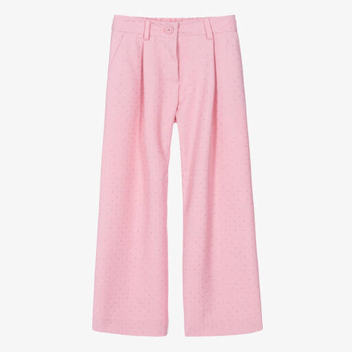 Monnalisa-Girls Pink Rhinestone Trousers | Childrensalon