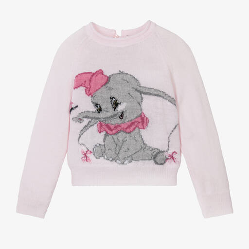 Monnalisa-Girls Pink Wool Disney Sweater | Childrensalon