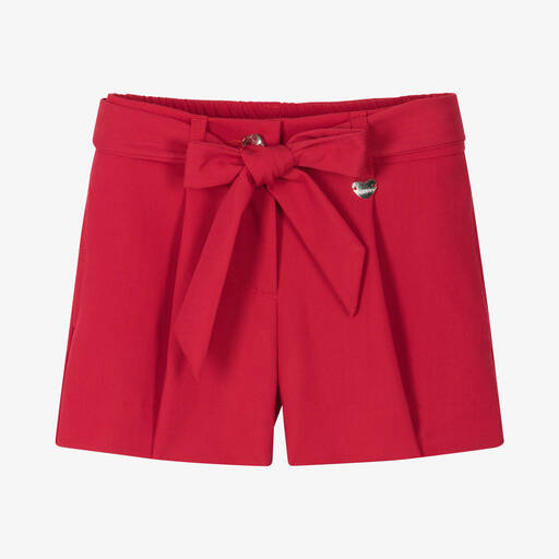 Monnalisa-Girls Red Belted Shorts | Childrensalon