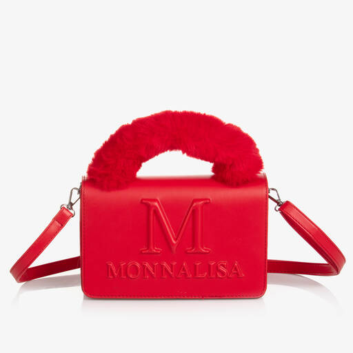 Monnalisa-Красная сумка с пушистой ручкой (22см) | Childrensalon