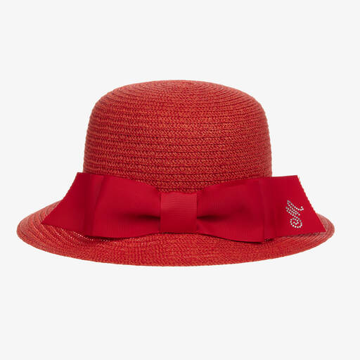Monnalisa-Girls Red Straw Hat | Childrensalon