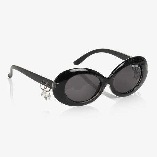 Monnalisa-Schwarze runde Schmuck-Sonnenbrille  | Childrensalon