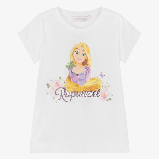 Monnalisa-Girls White Cotton Disney T-Shirt | Childrensalon