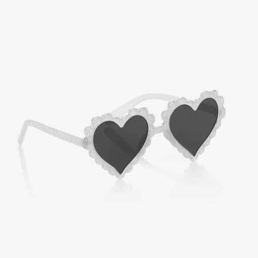 Monnalisa-Girls White Heart Sunglasses (UV400) | Childrensalon