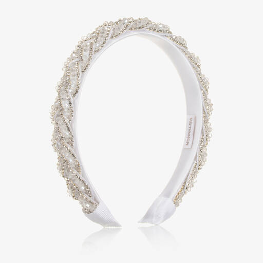 Monnalisa crystal-embellished heart-motif headband - White
