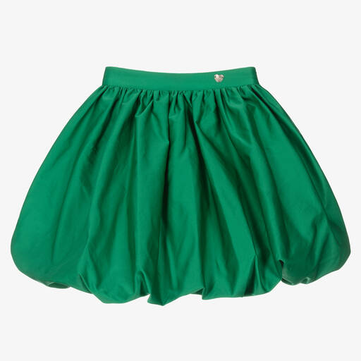 Monnalisa-Teen Girls Green Taffeta Puffball Skirt | Childrensalon