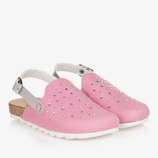 Monnalisa-Teen Girls Pink Diamanté Sandals | Childrensalon
