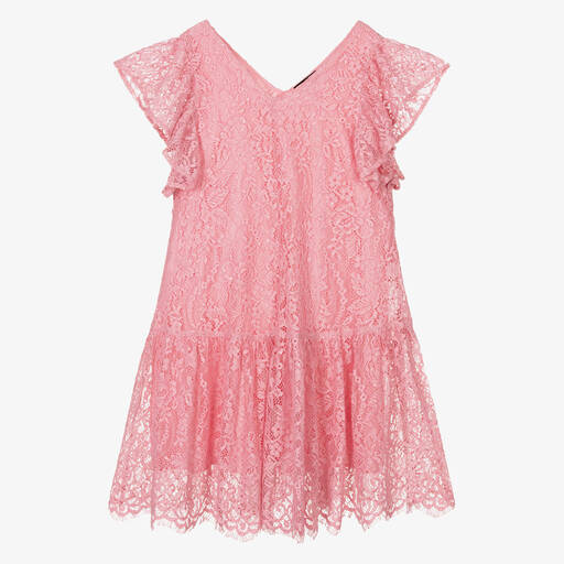 Monnalisa-Teen Girls Pink Lace Dress | Childrensalon