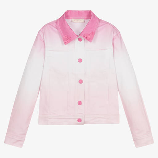 Monnalisa-Teen Girls Pink Ombré Denim Jacket | Childrensalon
