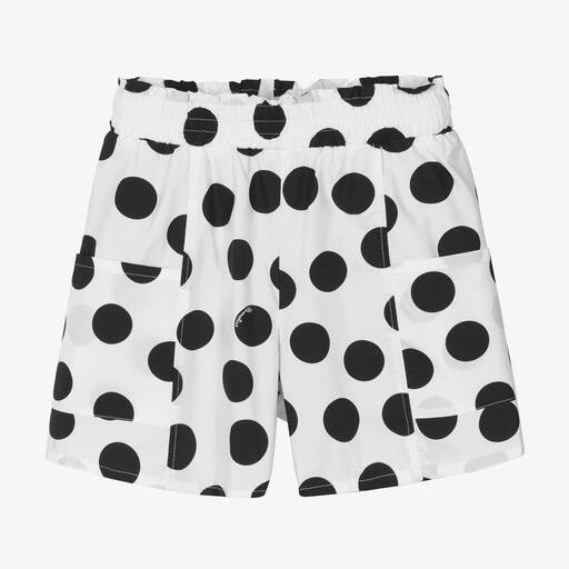 Monnalisa-Teen Girls White Polka Dot Cotton Shorts | Childrensalon