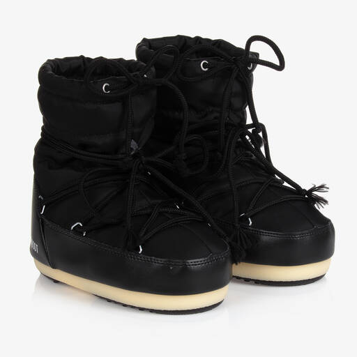 Moon Boot-Black Short Lace-Up Snow Boots | Childrensalon