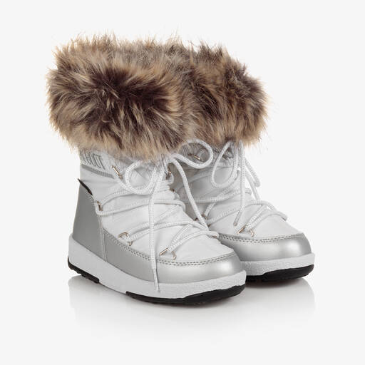 Moon Boot-Girls White Faux Fur Snow Boots | Childrensalon