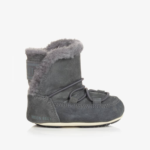 Moon Boot-Grey Suede Baby Moon Boots | Childrensalon