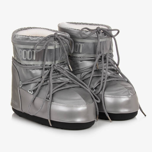 Moon Boot-Silver Icon Low Satin Snow Boots | Childrensalon