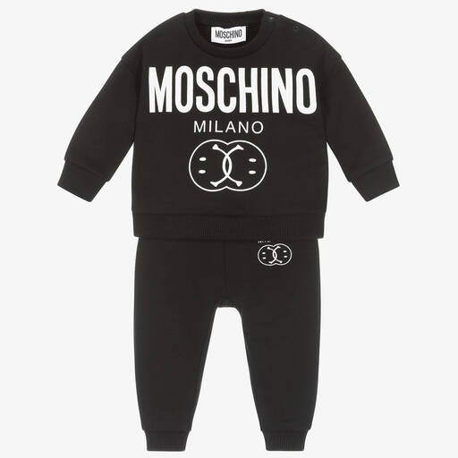 Moschino Baby-Baby Boys Black Double Smiley Tracksuit | Childrensalon