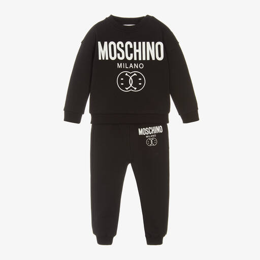 Moschino Baby-Baby Boys Black Double Smiley Tracksuit | Childrensalon