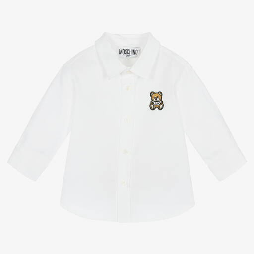 Moschino Baby-Белая хлопковая рубашка Teddy Bear для малышей | Childrensalon