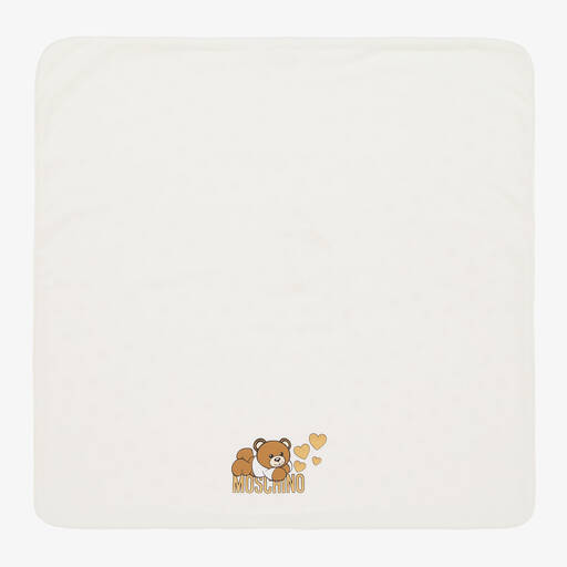 Moschino Baby-Baby Girls Ivory Cotton Blanket (70cm) | Childrensalon