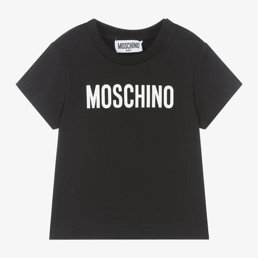 Moschino Baby-Black Cotton Baby T-Shirt | Childrensalon